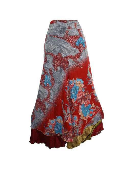 Long Sari Silk Wrap Skirt