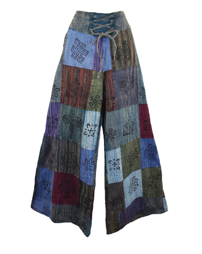 Patchwork Printed Wide Leg Trousers