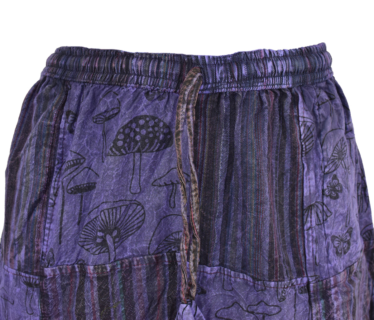 Mushroom Print Patchwork Harem Trousers