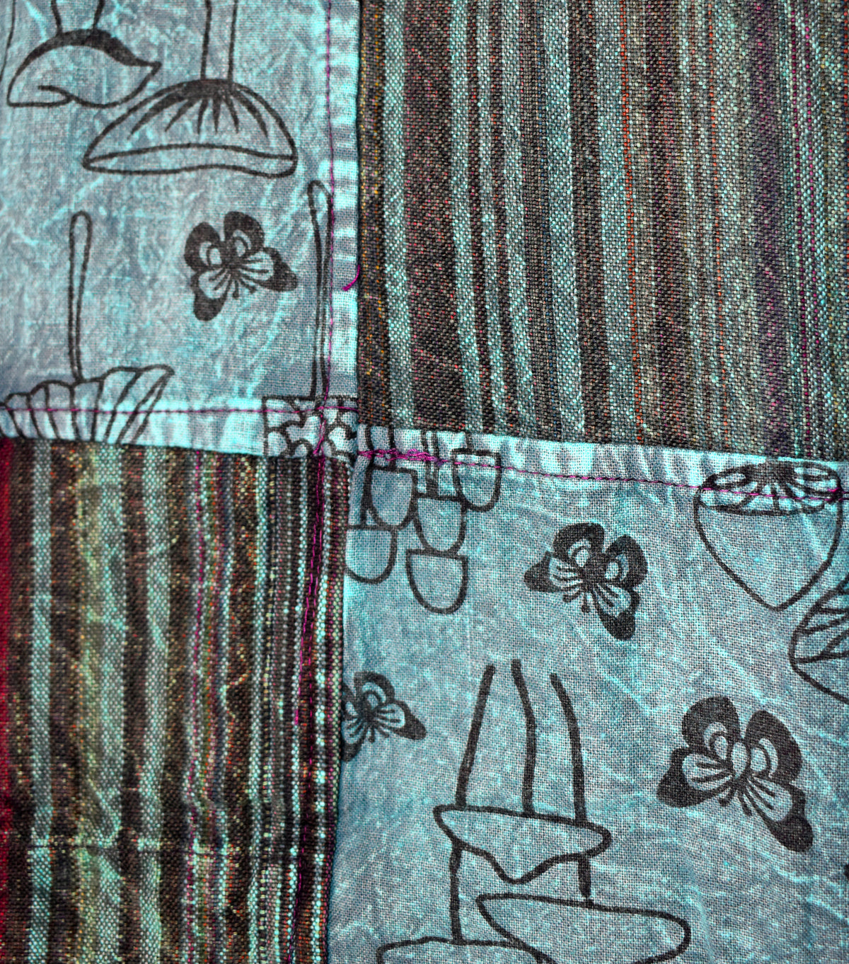 Mushroom Print Patchwork Harem Trousers