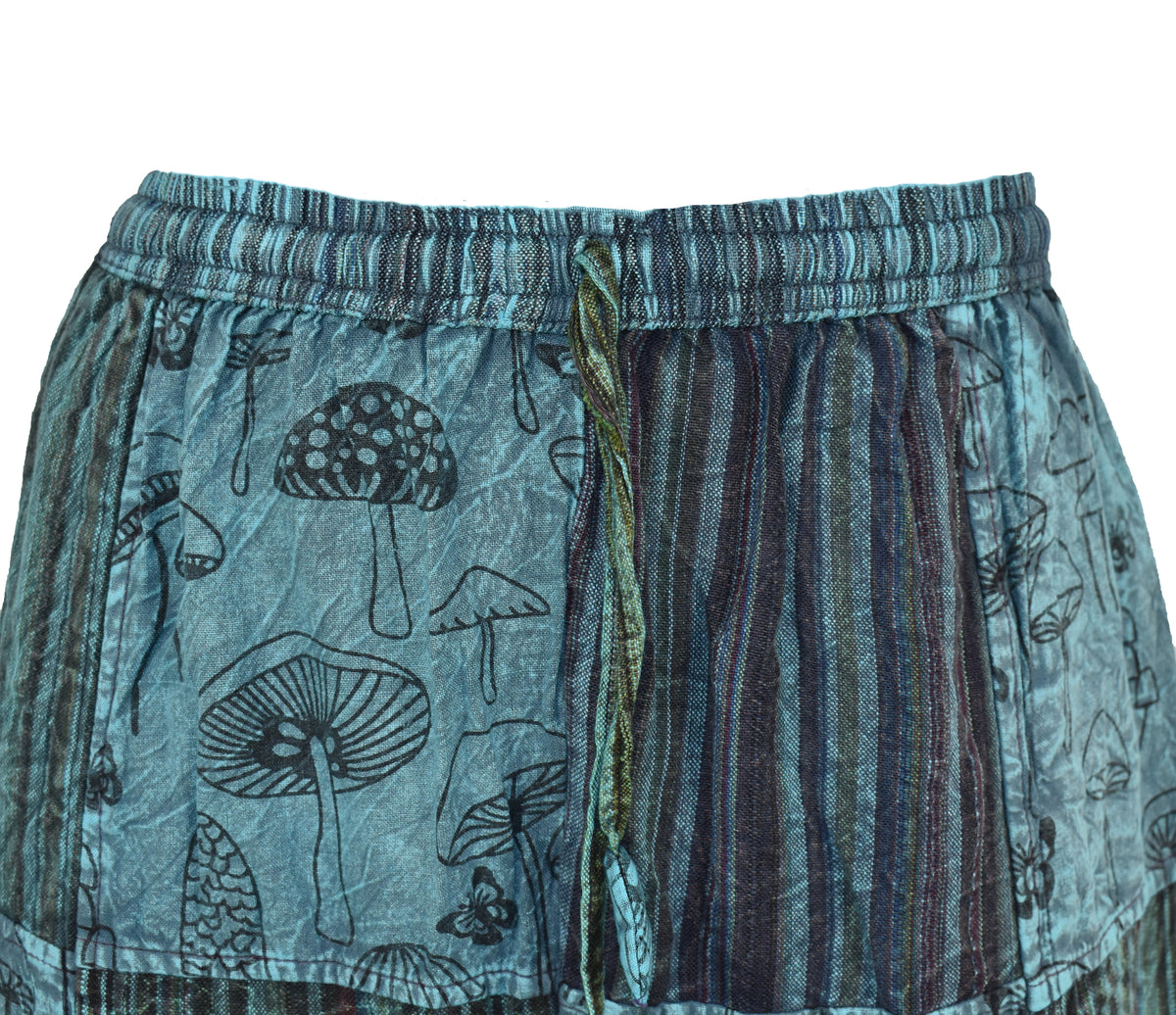 Mushroom Print Patchwork Harem Trousers
