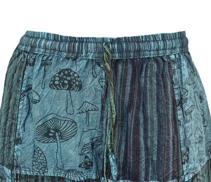 Mushroom Print Patchwork Harem Trousers