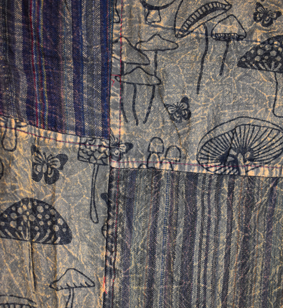 Mushroom Print Patchwork Harem Trousers