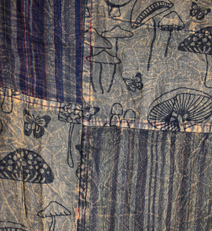 Mushroom Print Patchwork Harem Trousers