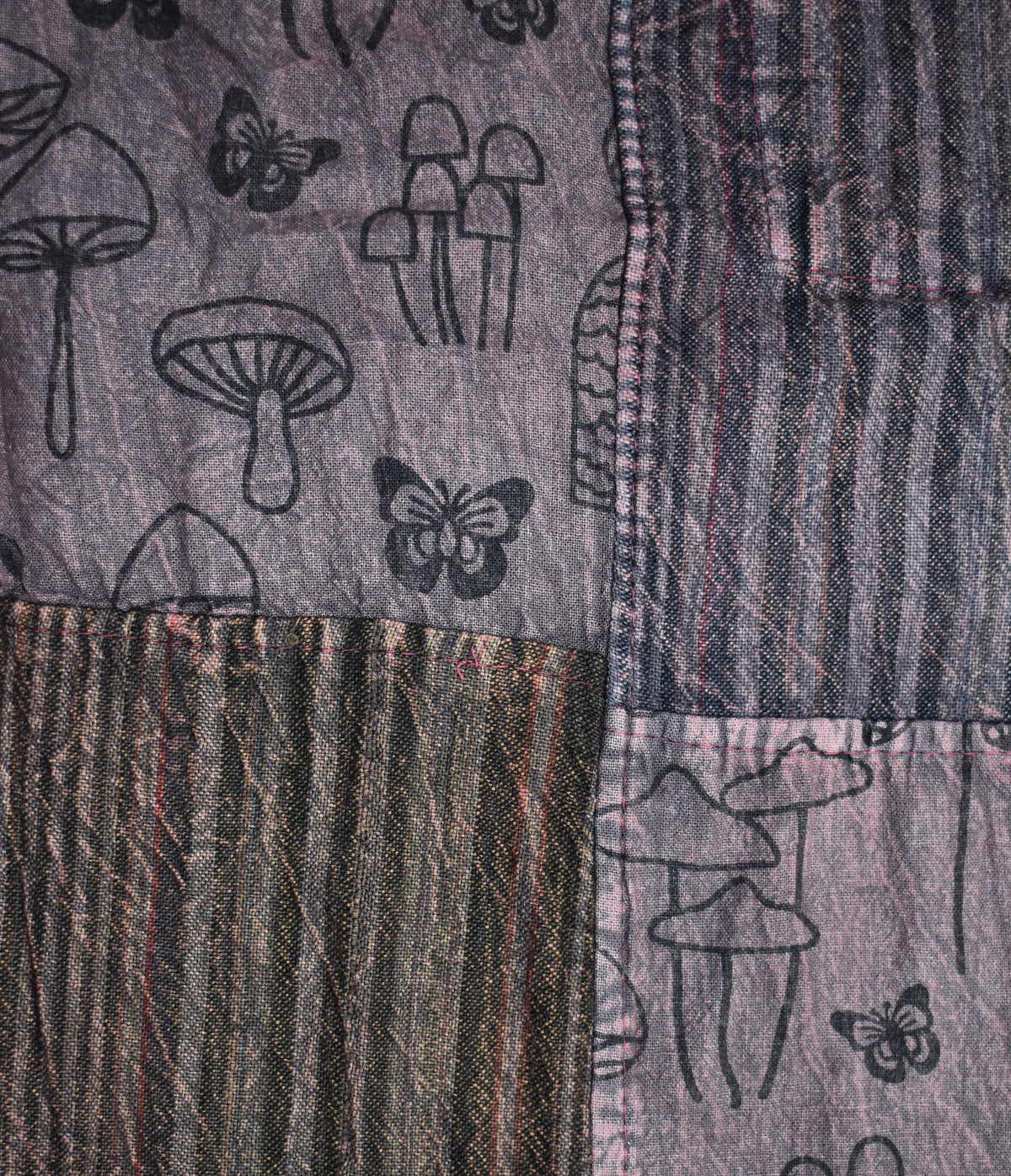 Mushroom Print Patchwork Harem Trousers