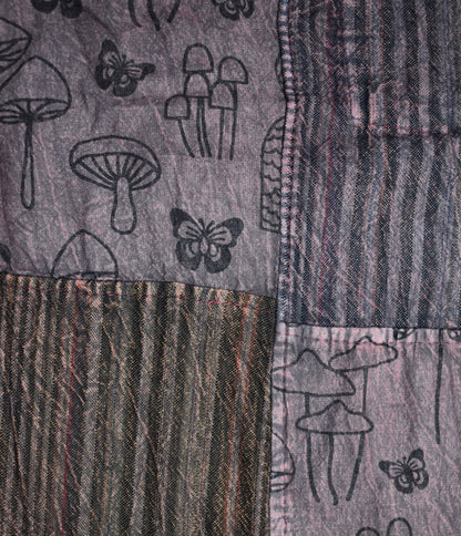 Mushroom Print Patchwork Harem Trousers