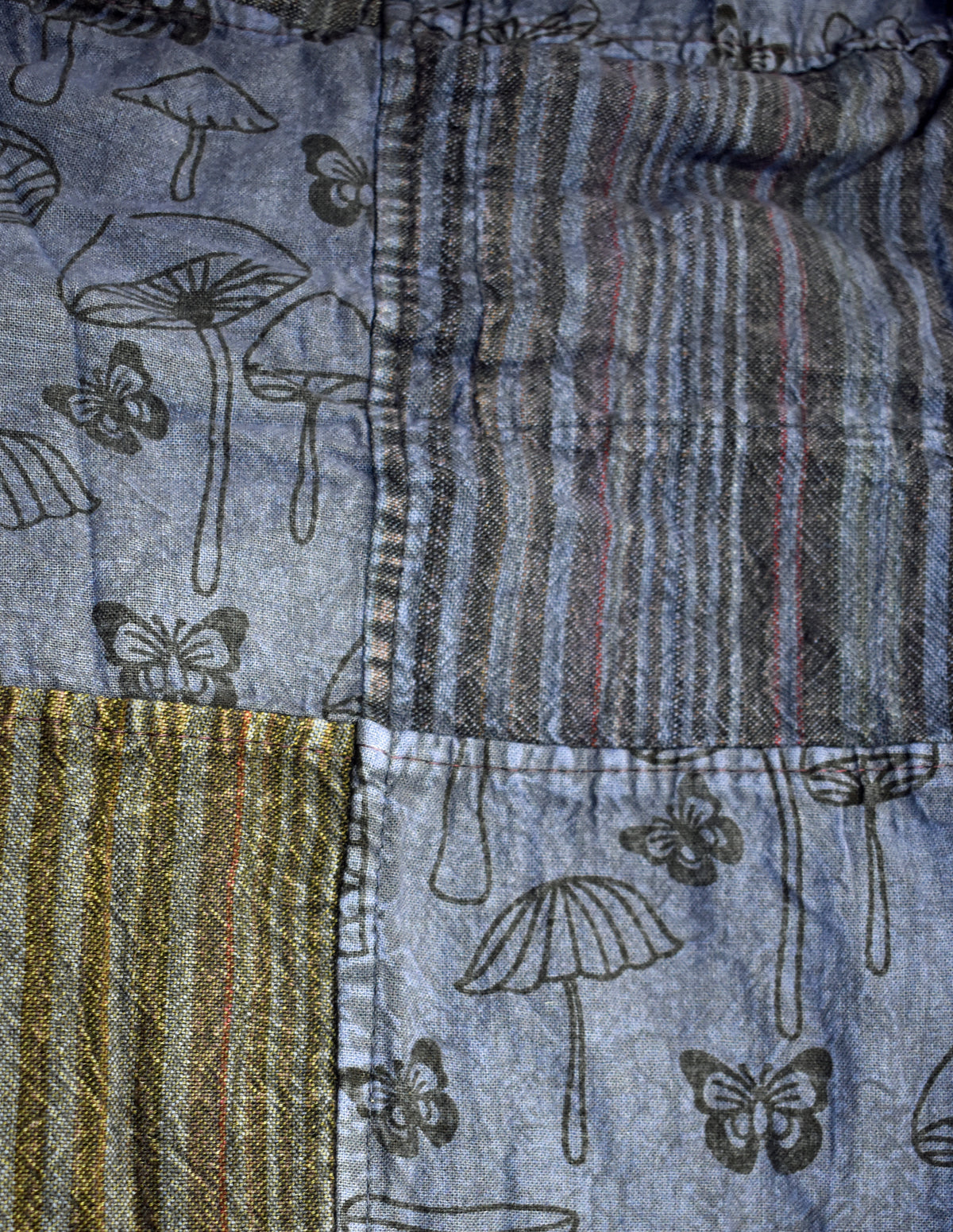 Mushroom Print Patchwork Harem Trousers