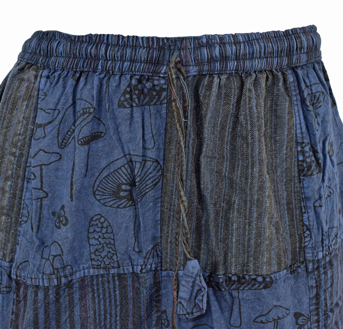 Mushroom Print Patchwork Harem Trousers