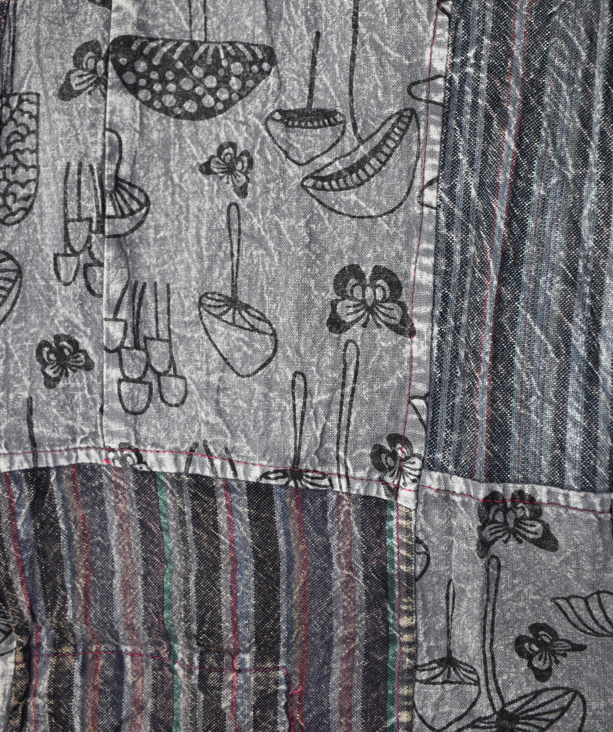 Mushroom Print Patchwork Harem Trousers