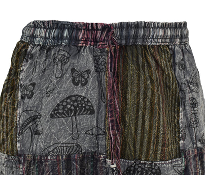 Mushroom Print Patchwork Harem Trousers