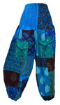 Patchwork Overdyed Shirred Waist Harem Trousers
