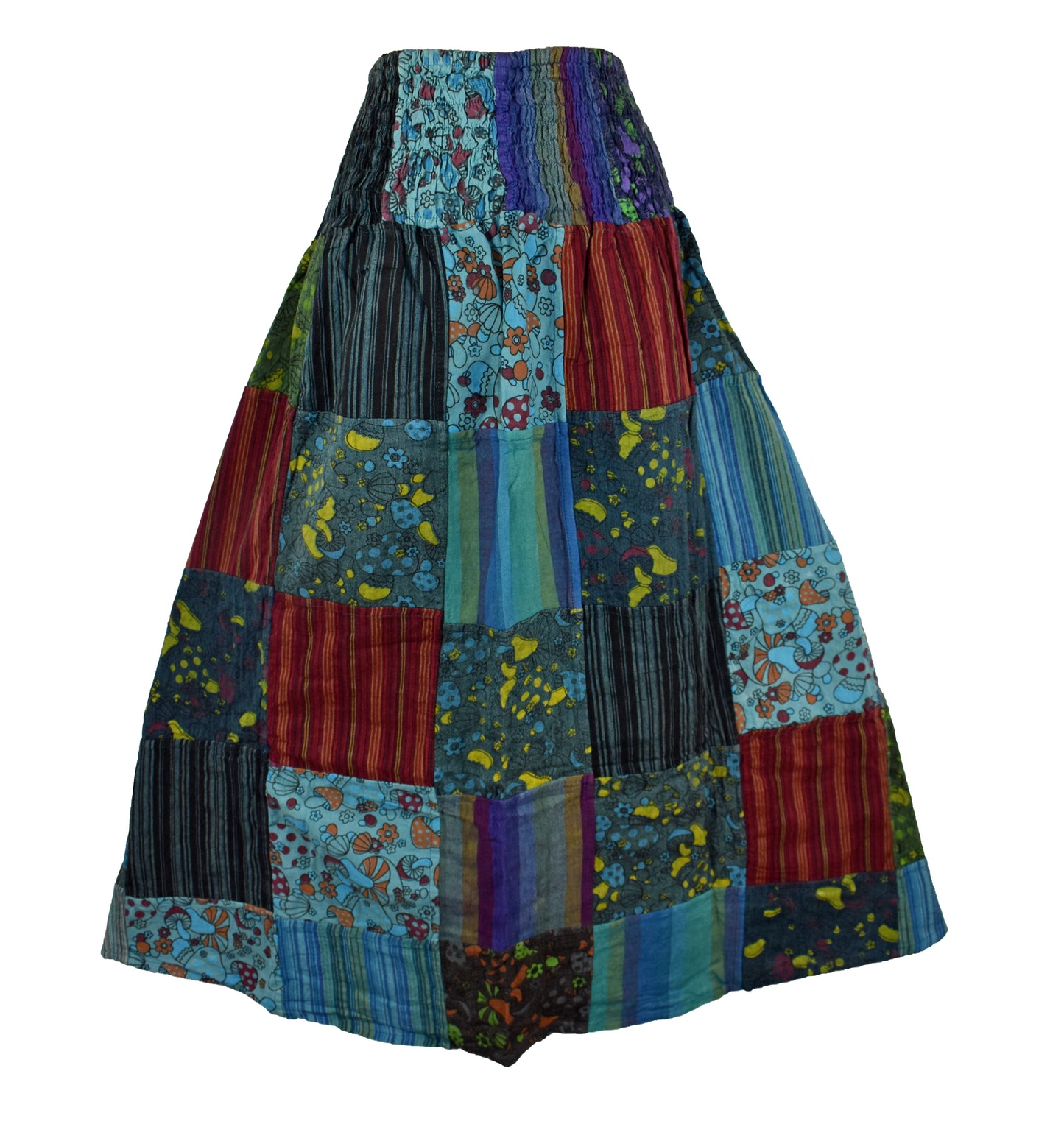 Patchwork Mushroom Print Skirt