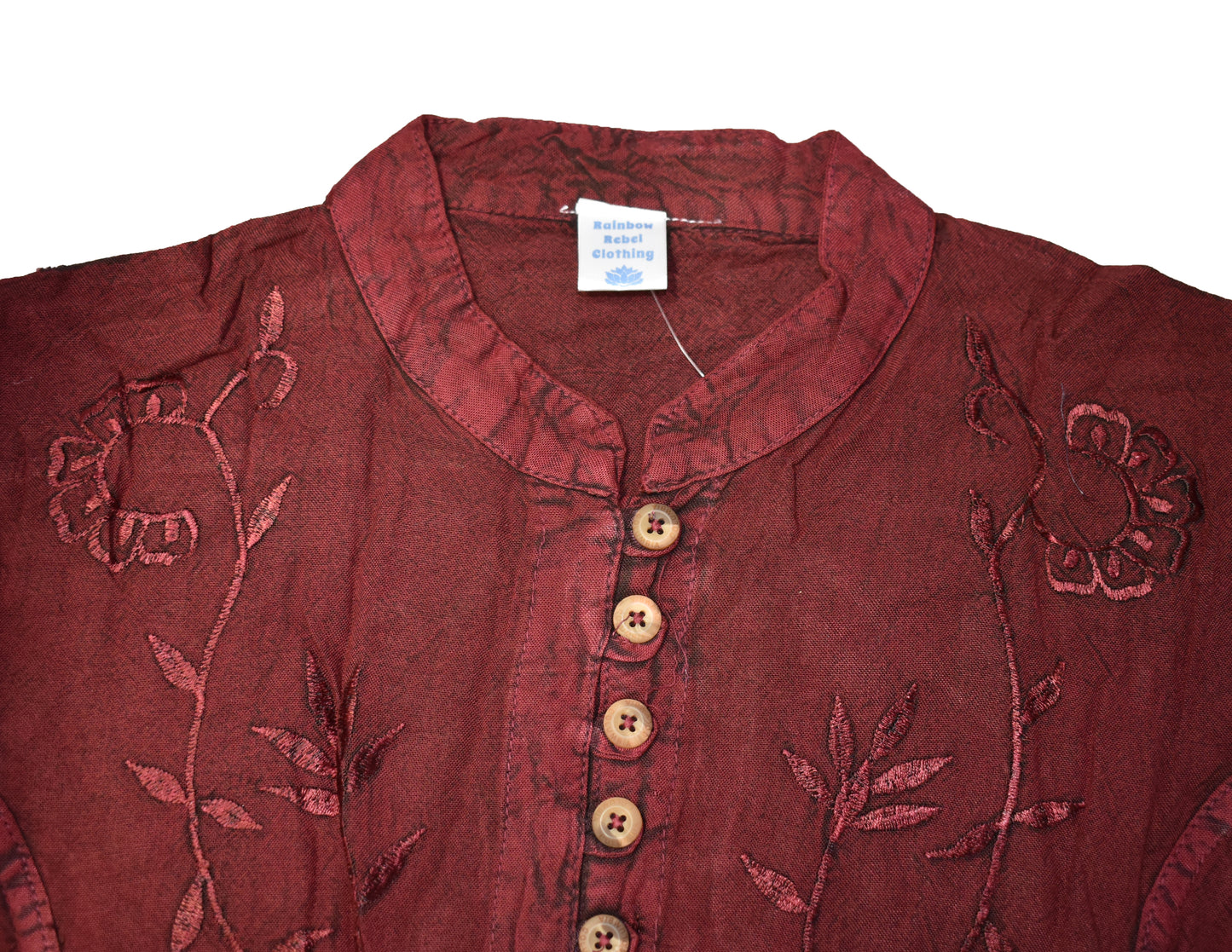 Embroidered Stonewashed Viscose Blouse