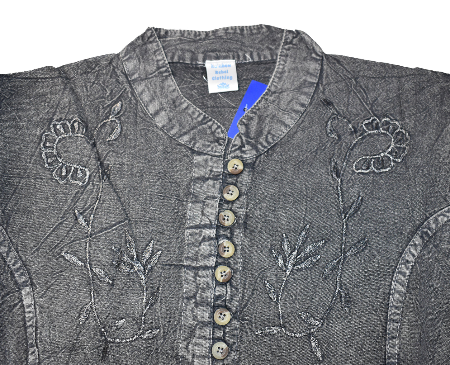 Embroidered Stonewashed Viscose Blouse