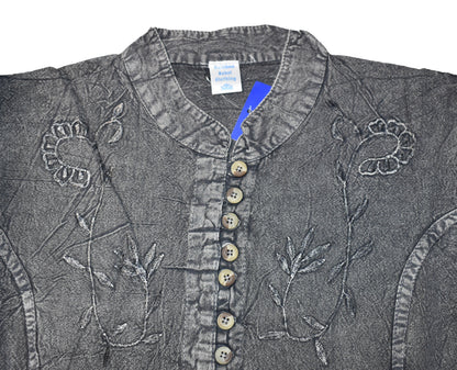Embroidered Stonewashed Viscose Blouse