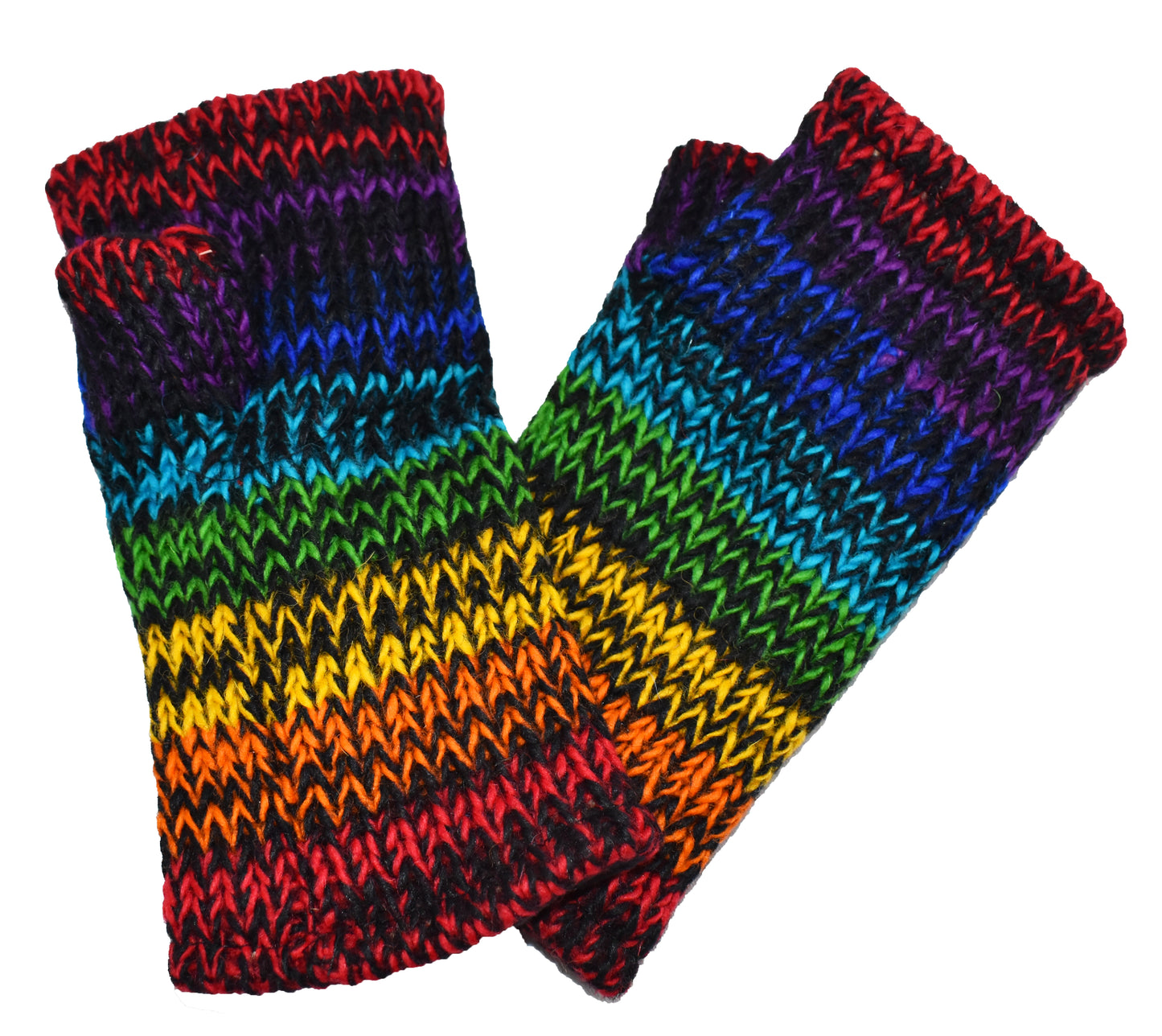 Rainbow Knitted Wool Fleece Lined Wrist Warmer