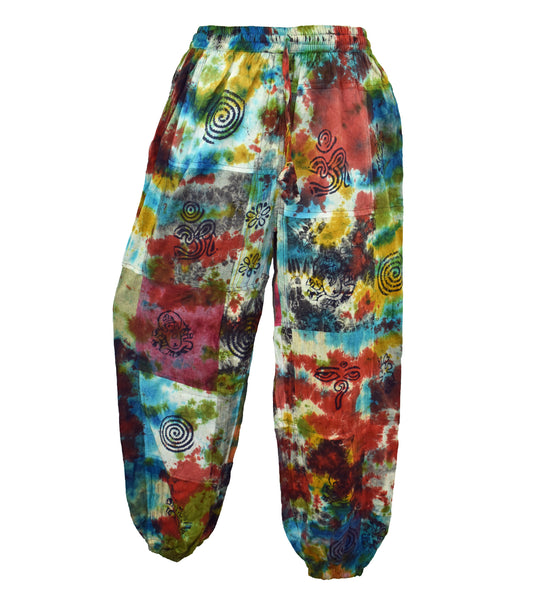 Patchwork Tie Dye Cargo Trousers