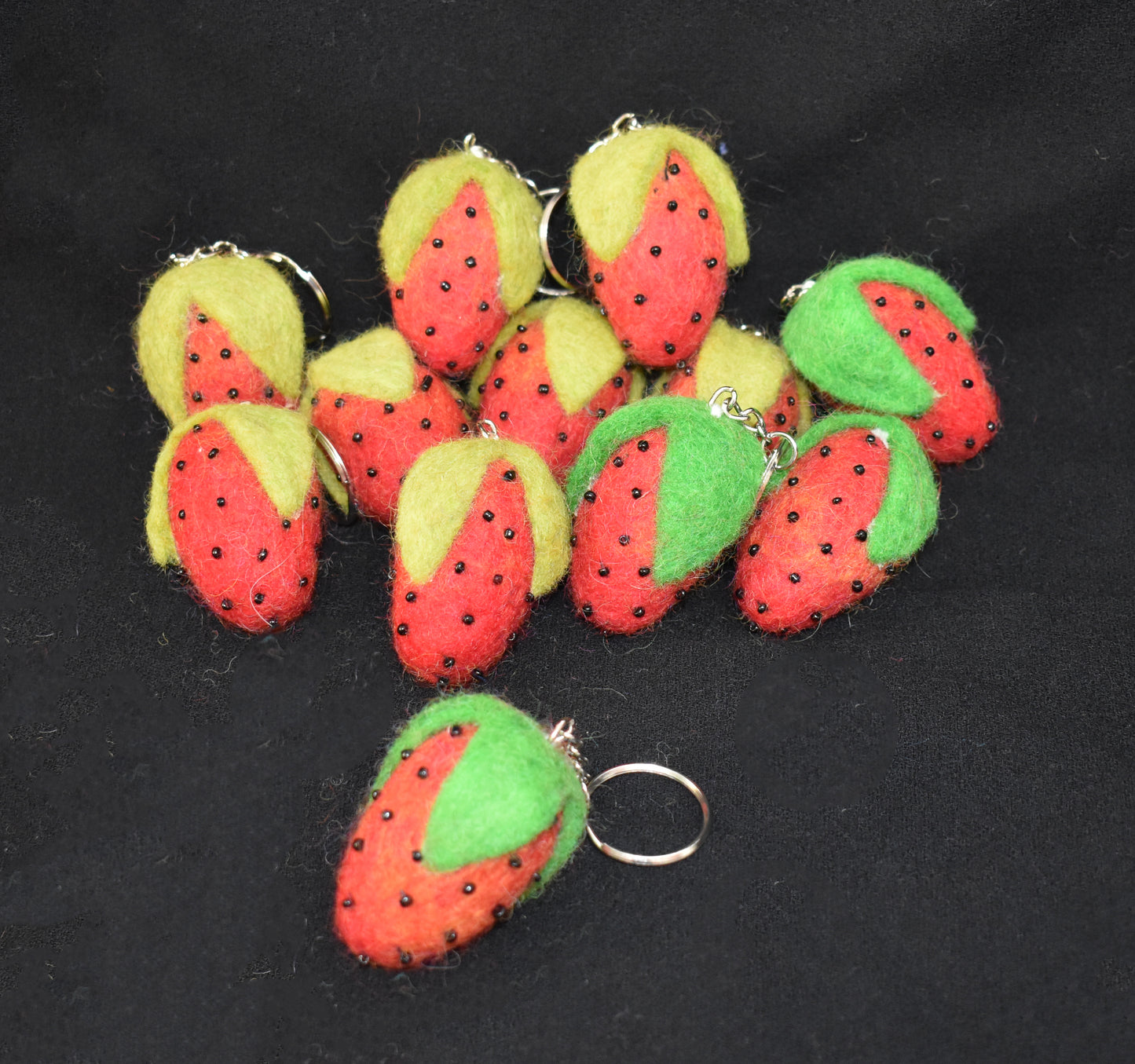 Felt Strawberry Keyring