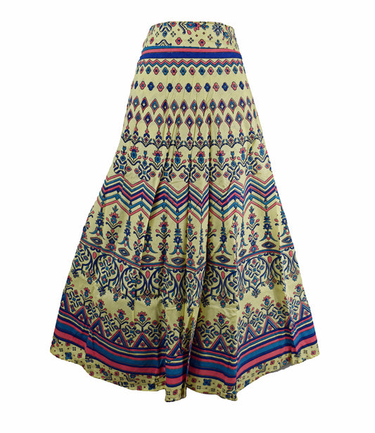 Hand Printed Cotton Wrap Skirt