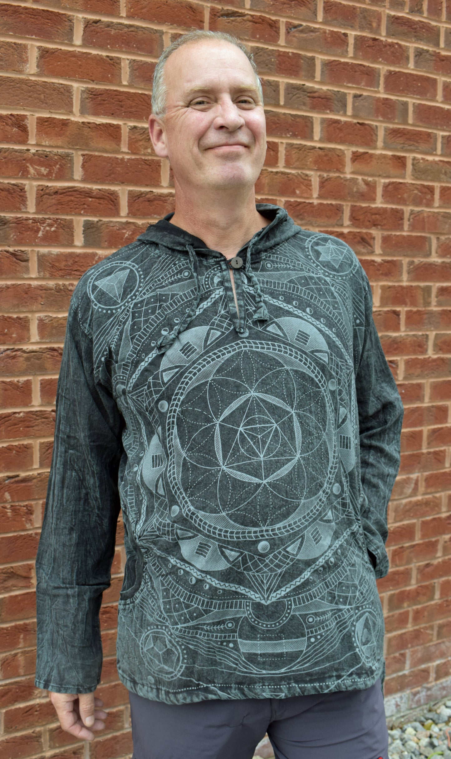 Geometric Print Cotton Hoody