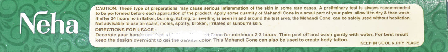 Neha Mehndi Natural Henna Cones  - Box 12