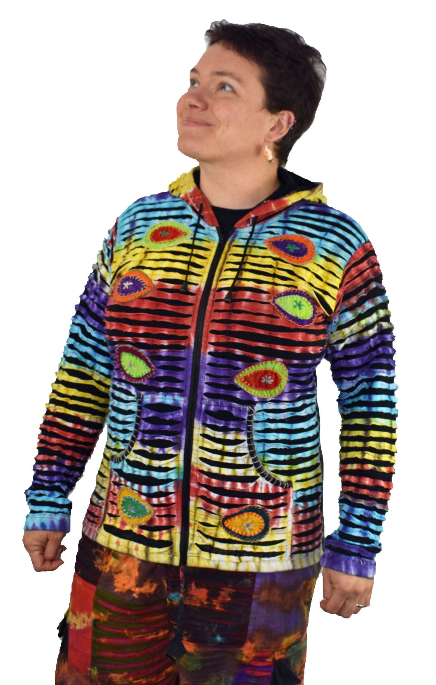 Rainbow Tie Dye Zip Hooded Jacket