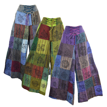 Patchwork Printed Wide Leg Trousers