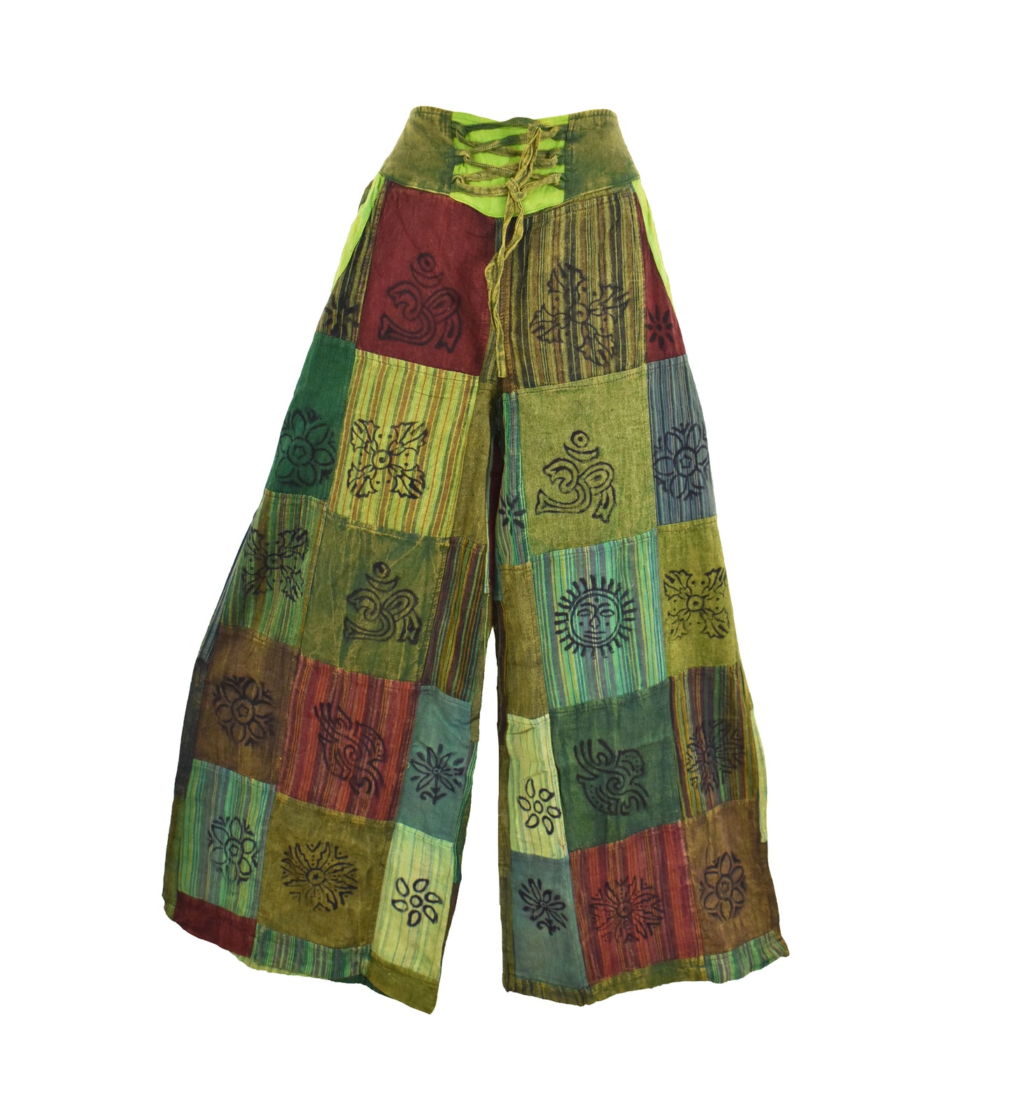 Patchwork Printed Wide Leg Trousers