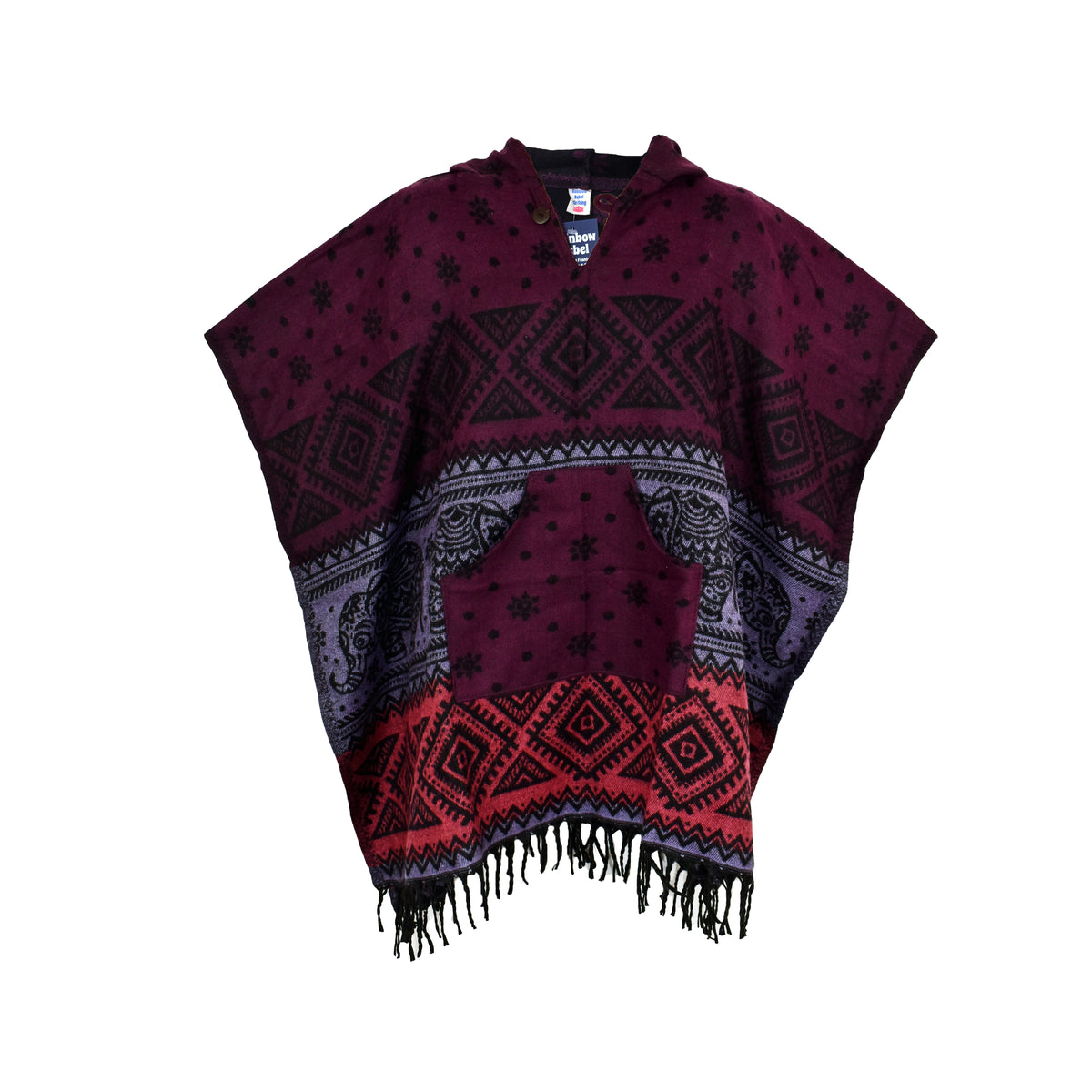 Elephant Pattern Acrylic Fleece Ponchos