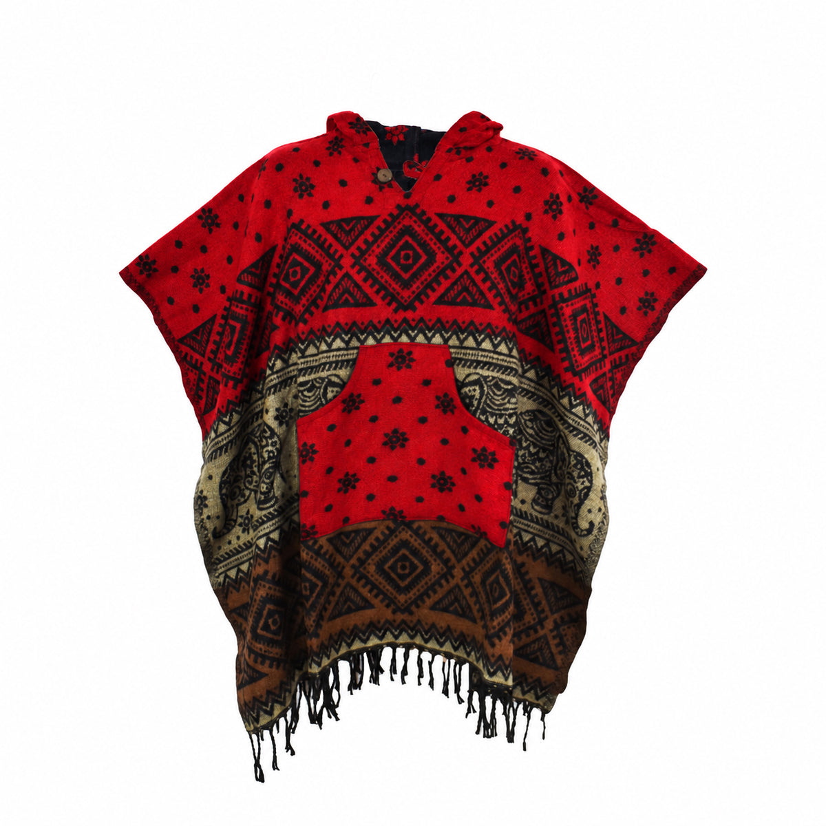 Elephant Pattern Acrylic Fleece Ponchos