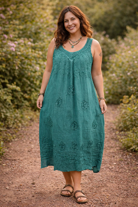 Gaia Embroidered Umbrella Dress