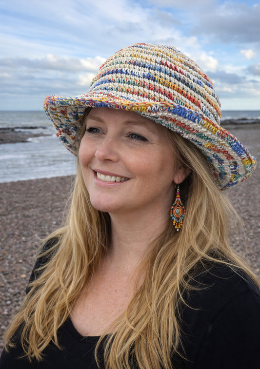 Rainbow Space Dye Hemp Sun Hat