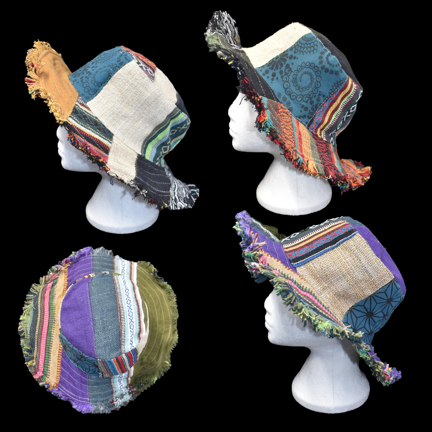 Hemp & Cotton Patchwork Sun Hat