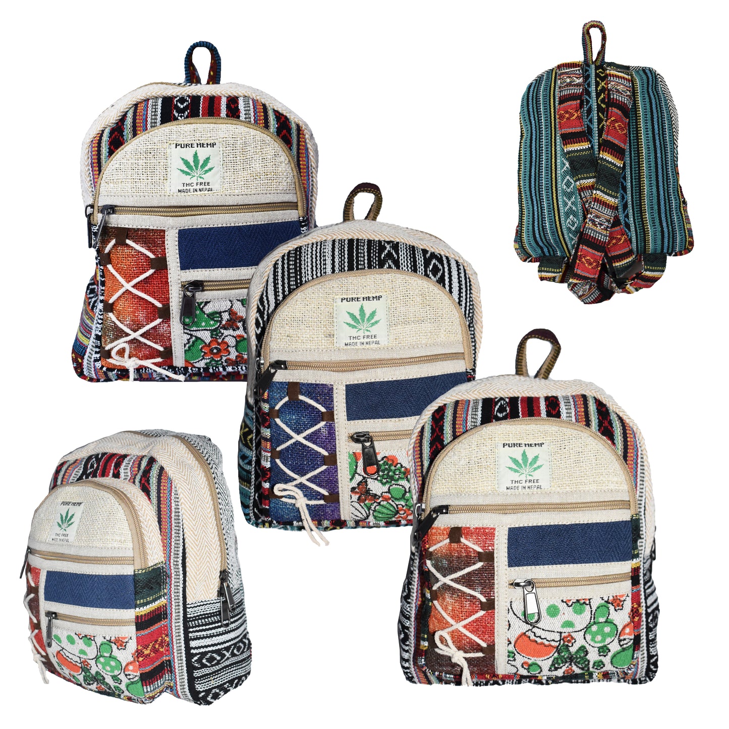 Small Hemp & Cotton Printed Back Pack
