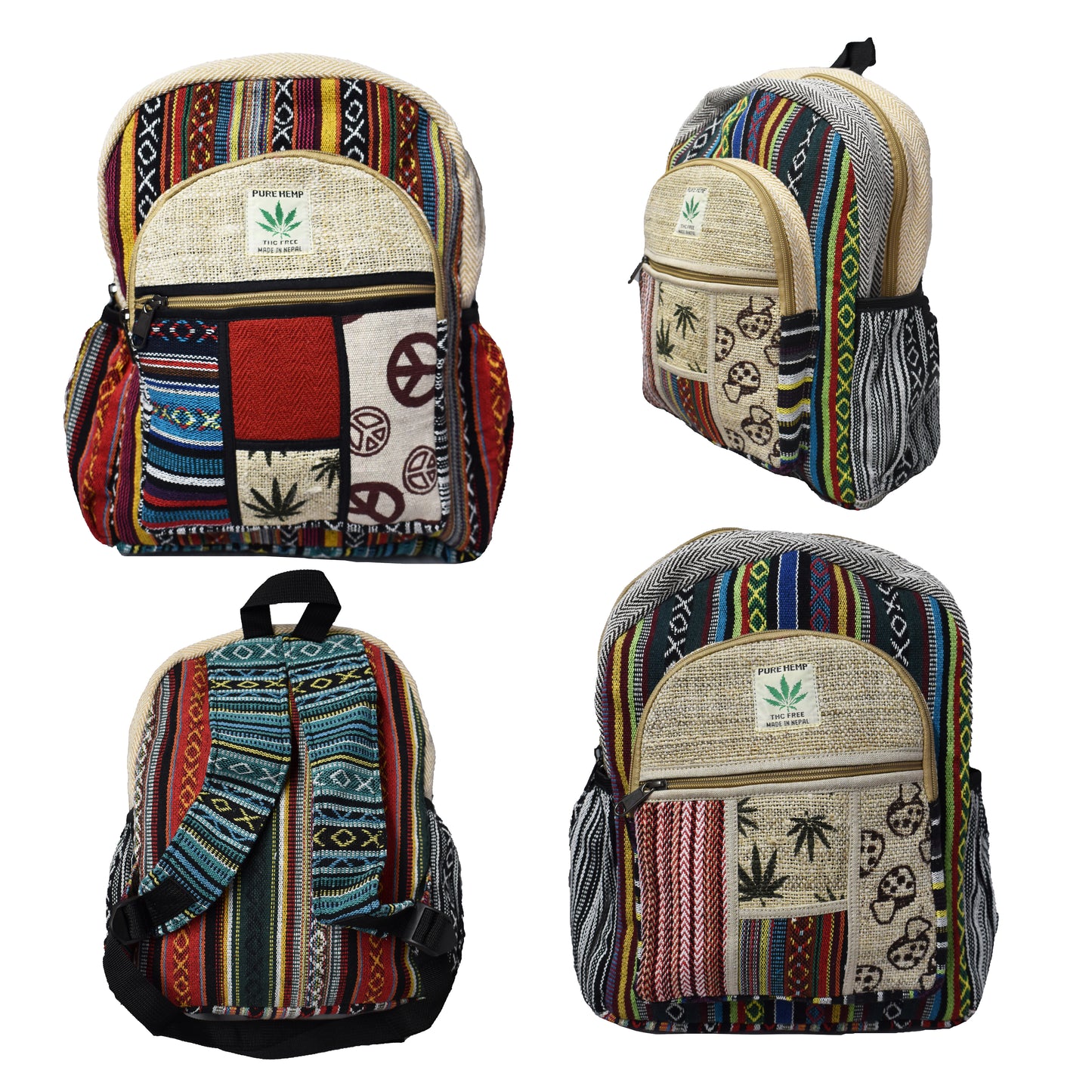 Medium Hemp & Cotton Printed Back Pack