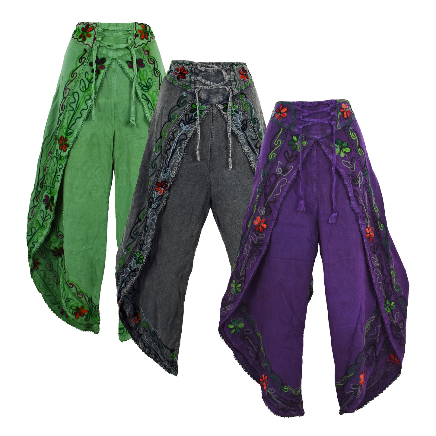 Embroidered Fisherman Style Trousers