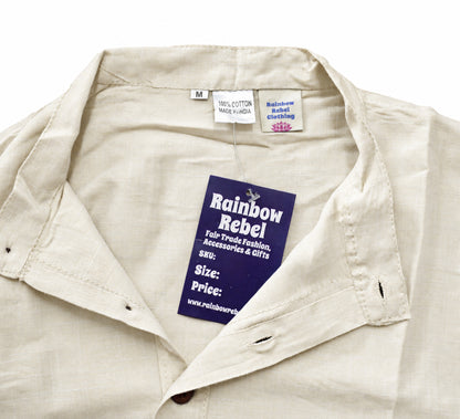 Plain Cotton Collarless Shirt