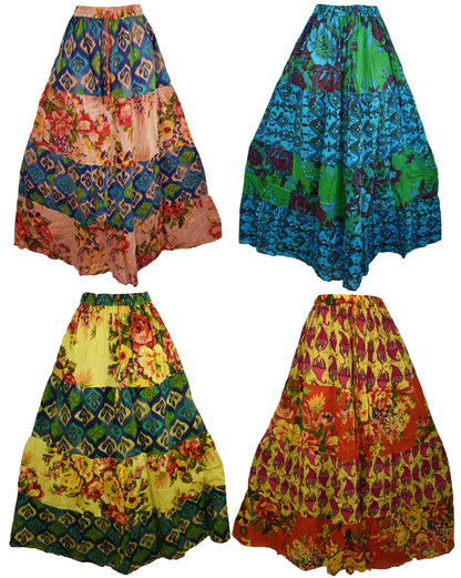 Floral Patchwork Cotton Skirt