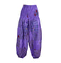 Patchwork Cotton Shirred Waist Harem Trousers