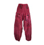 Patchwork Cotton Shirred Waist Harem Trousers