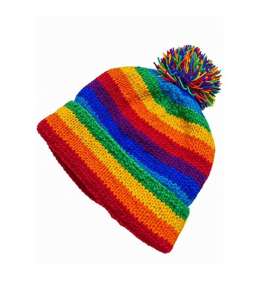 Knitted Rainbow Wool Hat&nbsp;