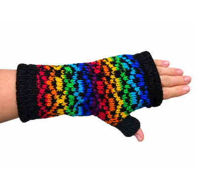 Rainbow Knitted Wool Fleece Lined Wrist Warmers