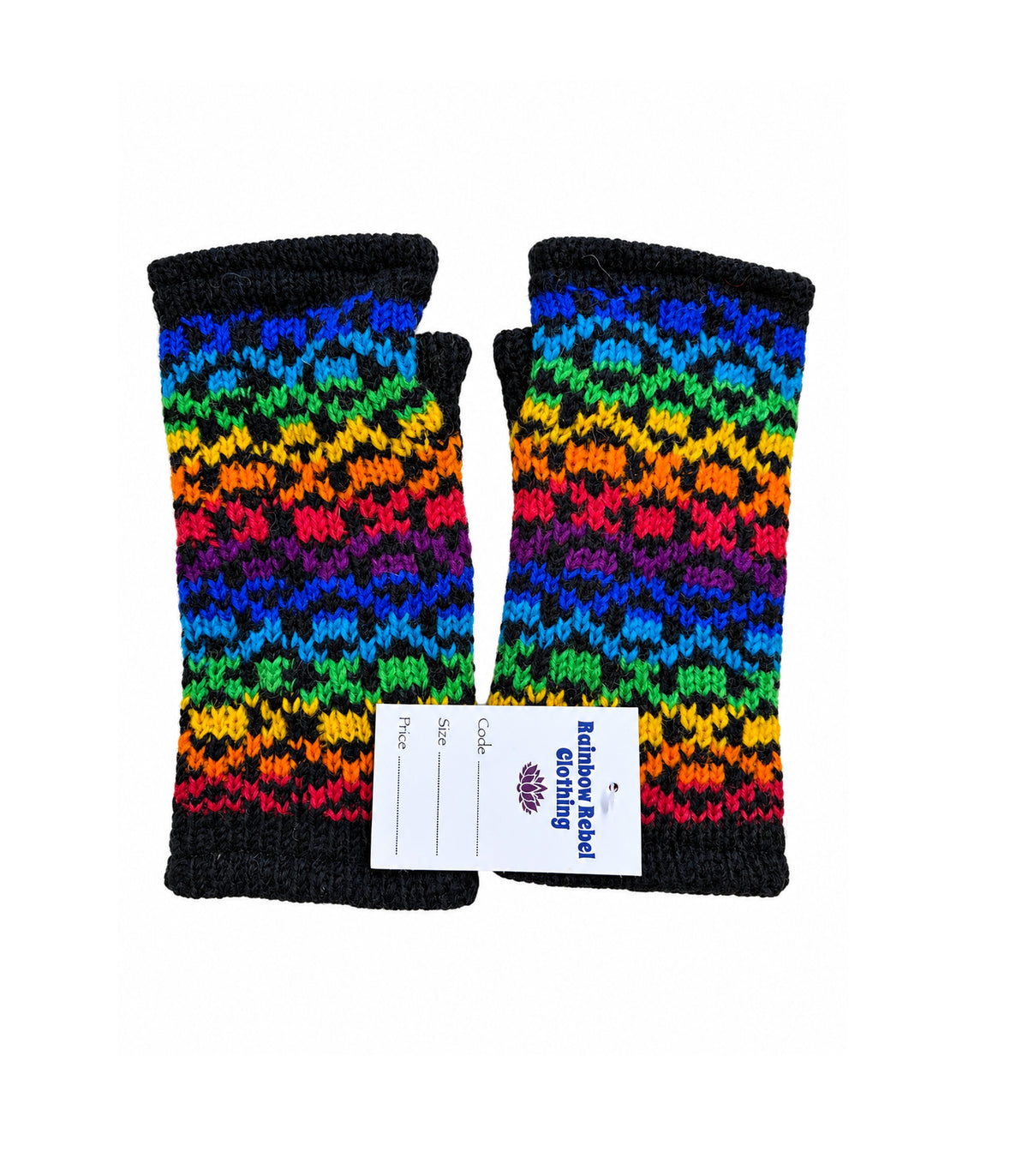 Rainbow Knitted Wool Fleece Lined Wrist Warmers