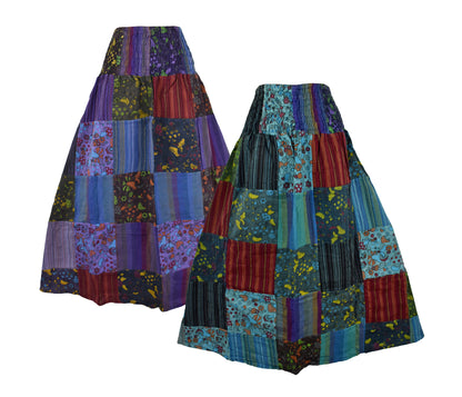 Patchwork Mushroom Print Skirt