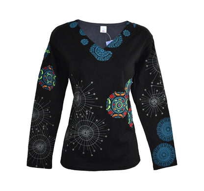 Embroidered Cotton Long Sleeve Top