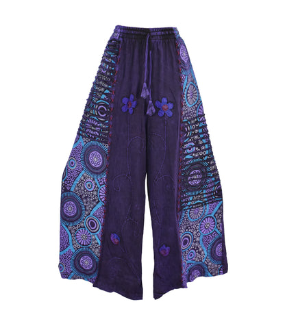 Wide Leg Embroidered Trousers