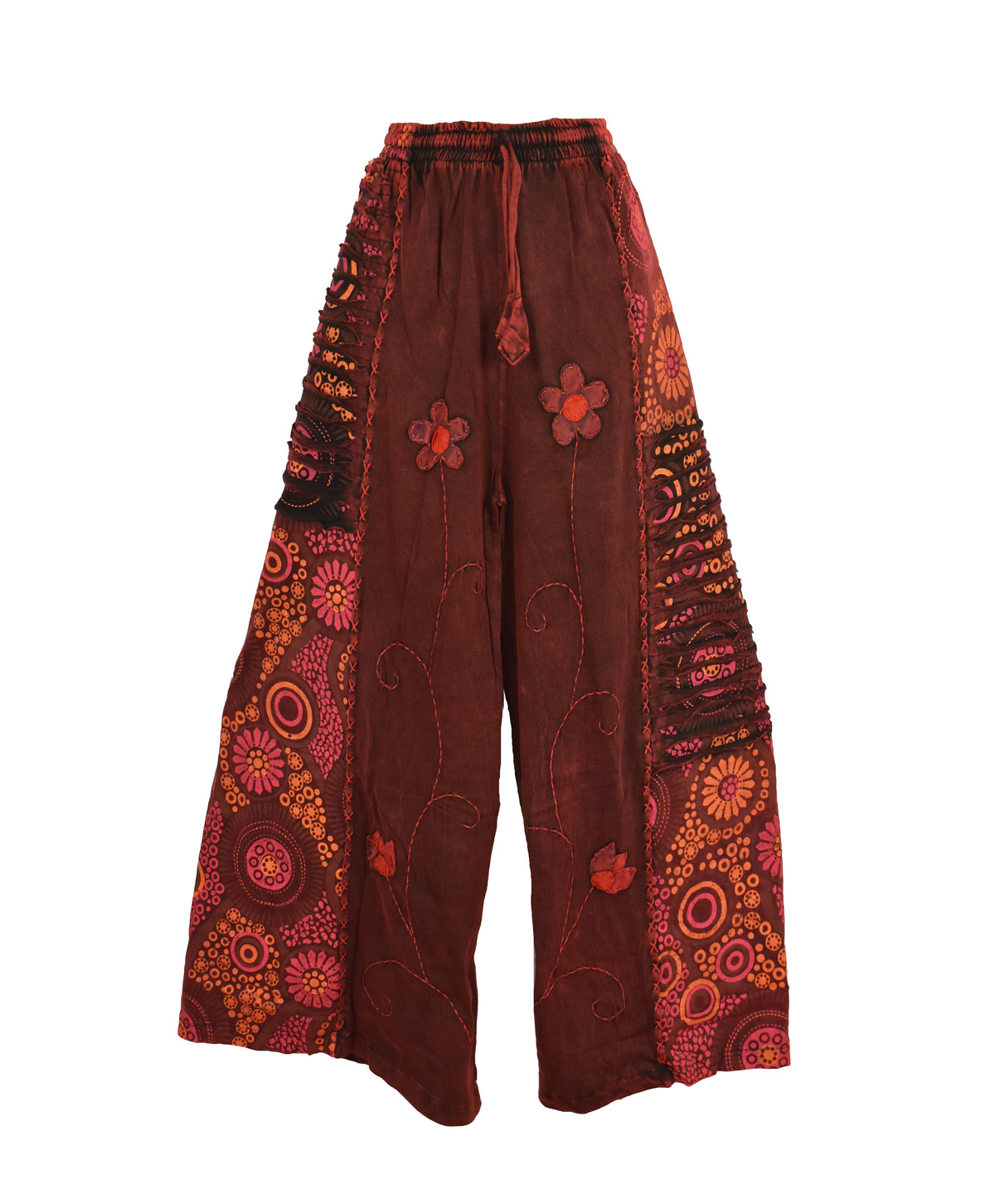 Wide Leg Embroidered Trousers