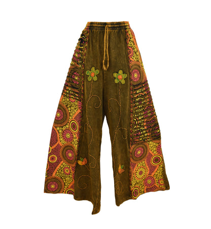 Wide Leg Embroidered Trousers
