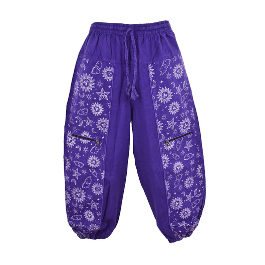 Celestial Print Cotton Harem Trousers