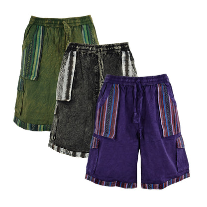 Stonewashed Cotton Cargo Shorts